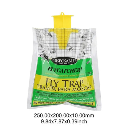 Disposable Hanging Fly Trap Bag with Water-Soluble Bait for Outdoor Use