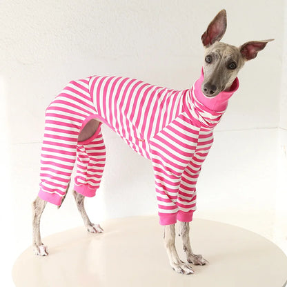 Striped Cotton Dog Pajamas for Italian Greyhounds & Whippets