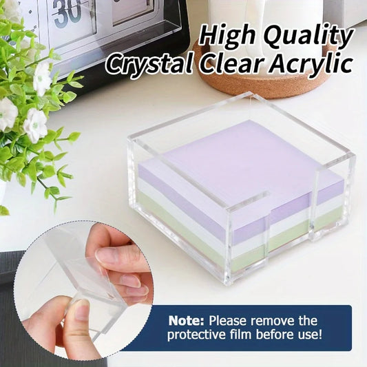 Acrylic Sticky Note Holder – 3×3 Clear Note Dispenser