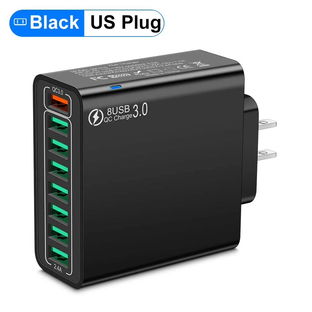 8-Port USB Fast Charging Wall Charger Adapter