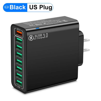 8-Port USB Fast Charging Wall Charger Adapter