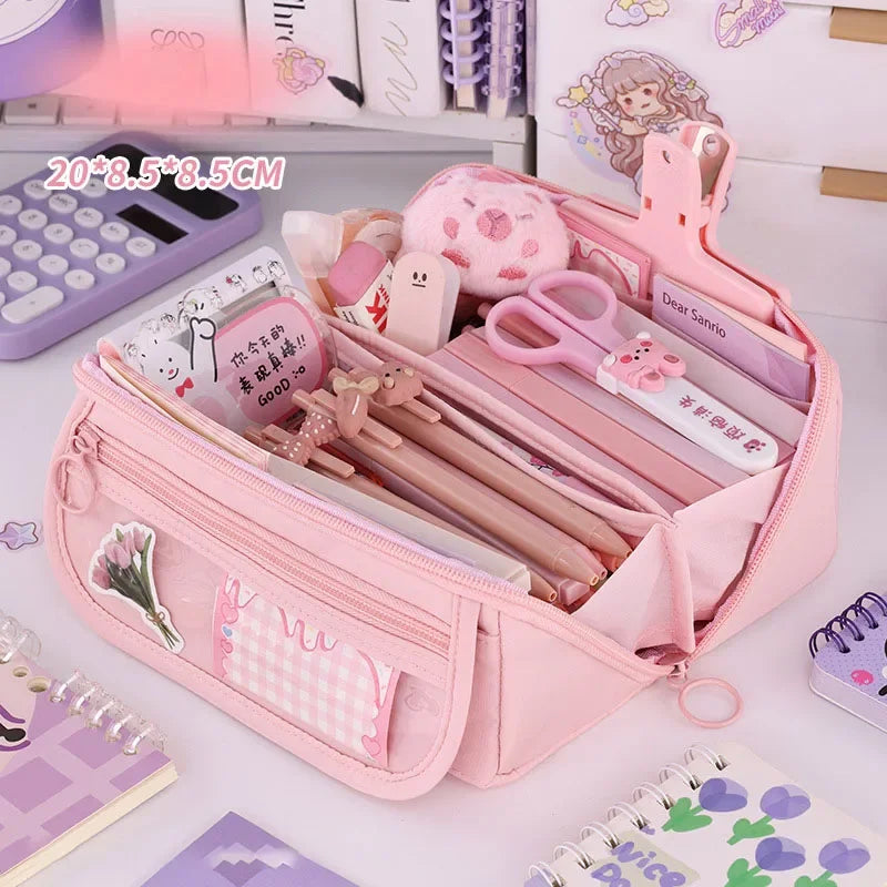 Large Capacity Multi-Layer Fabric Pencil Case