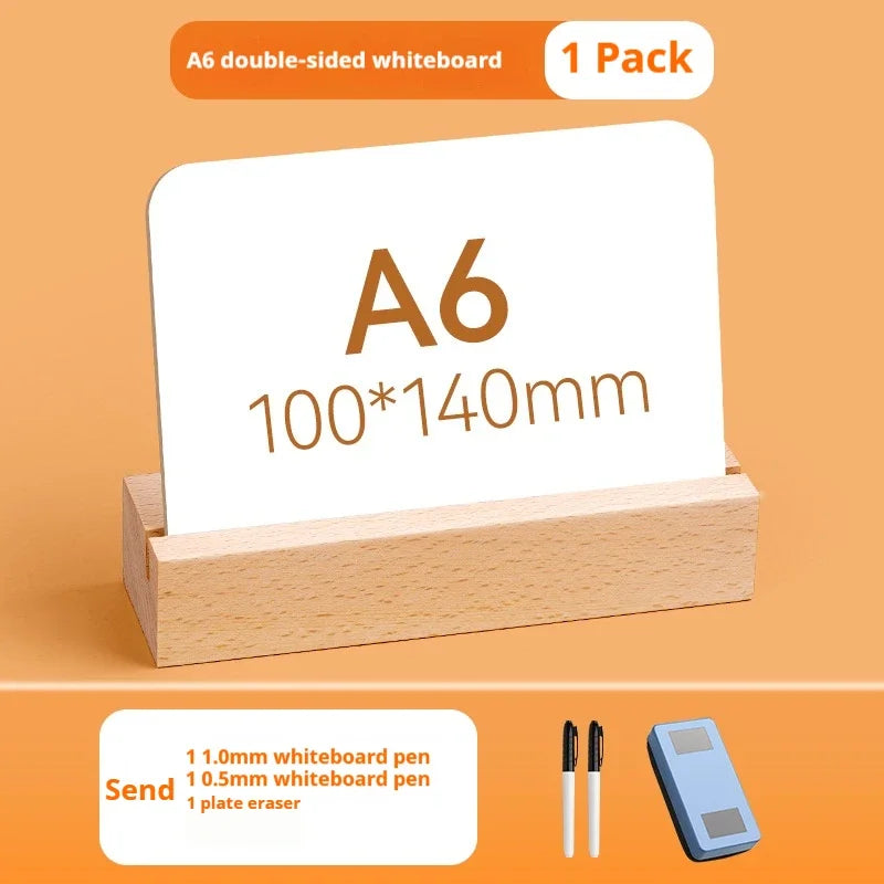 Desktop Dry Erase Memo Board with Wooden Stand