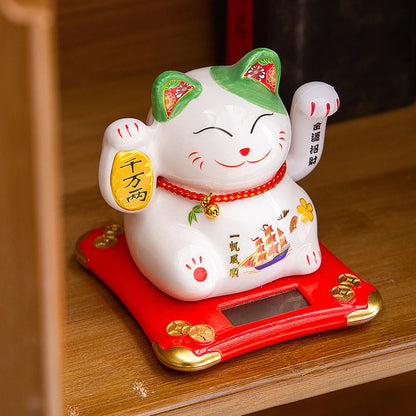 4.5 Inch Ceramic Lucky Solar Cat