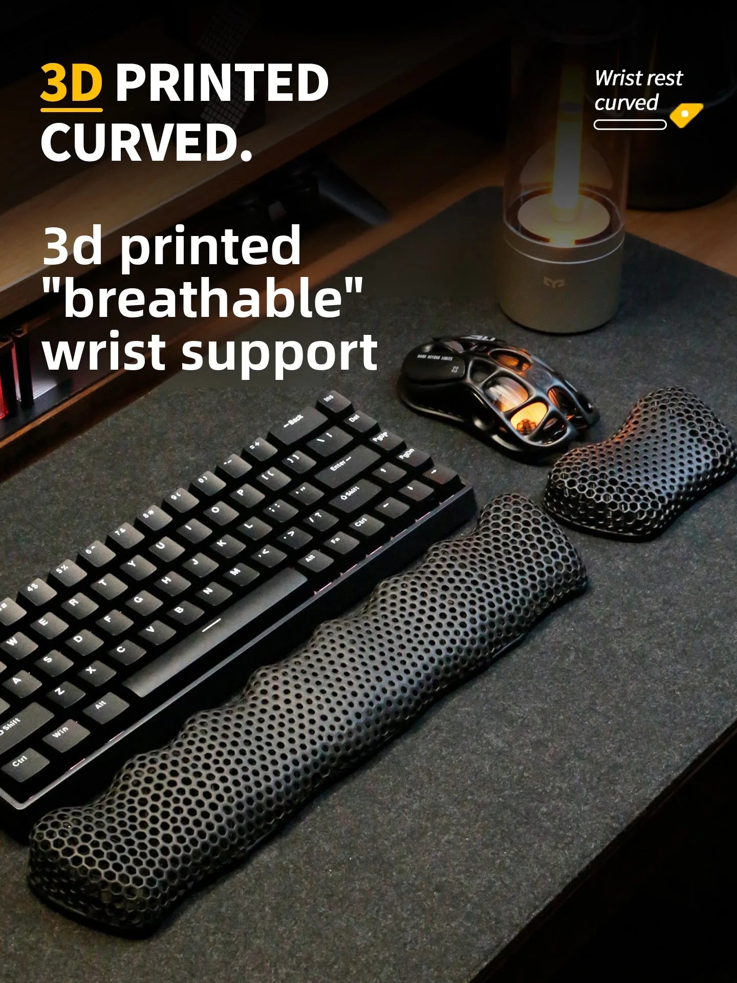 Ergonomic Mouse Wrist Rest TPE Hand Rest Pressure-Reducing Breathable Wrist Support Pad for Gaming Office Typing Pain Relief