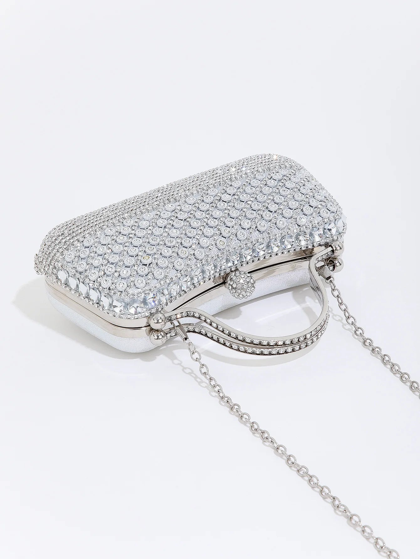 Rhinestone Tassel Handle Evening Bag
