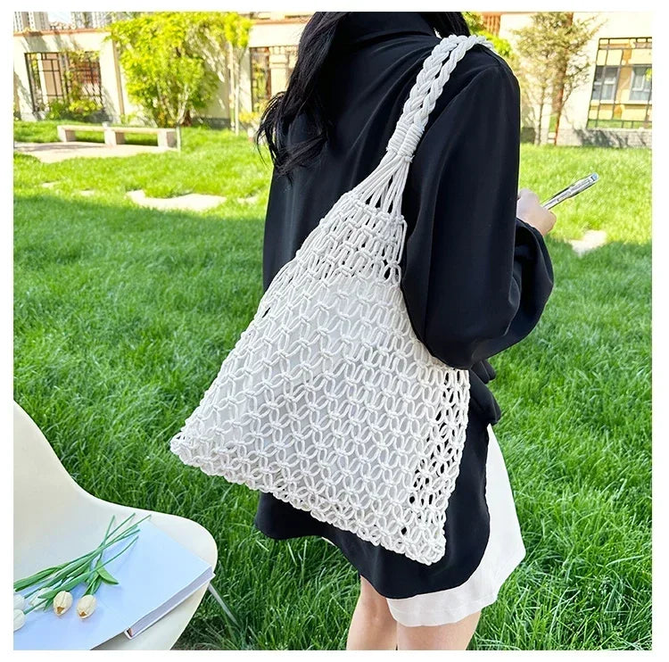 Handwoven Mesh Summer Tote Bag