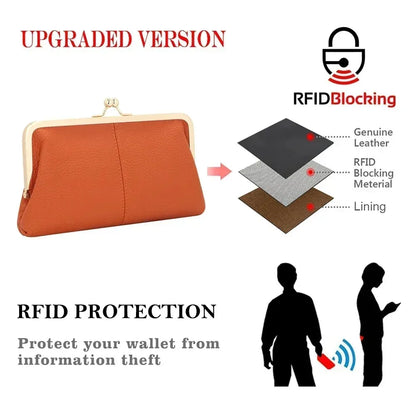 Genuine Leather Kiss Lock Wallet