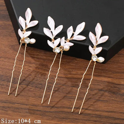 Pearl Rhinestone Flower Hair Pins