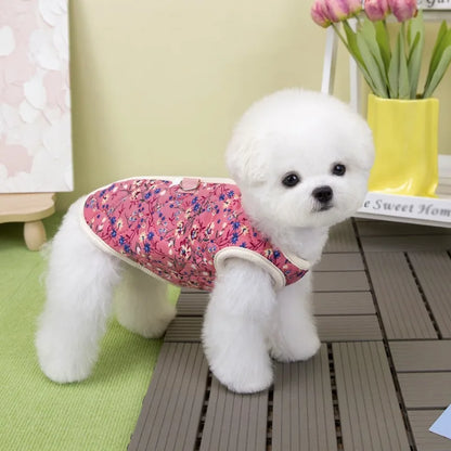 Spring Floral Pet Jacket – Warm Sleeveless Dog Vest