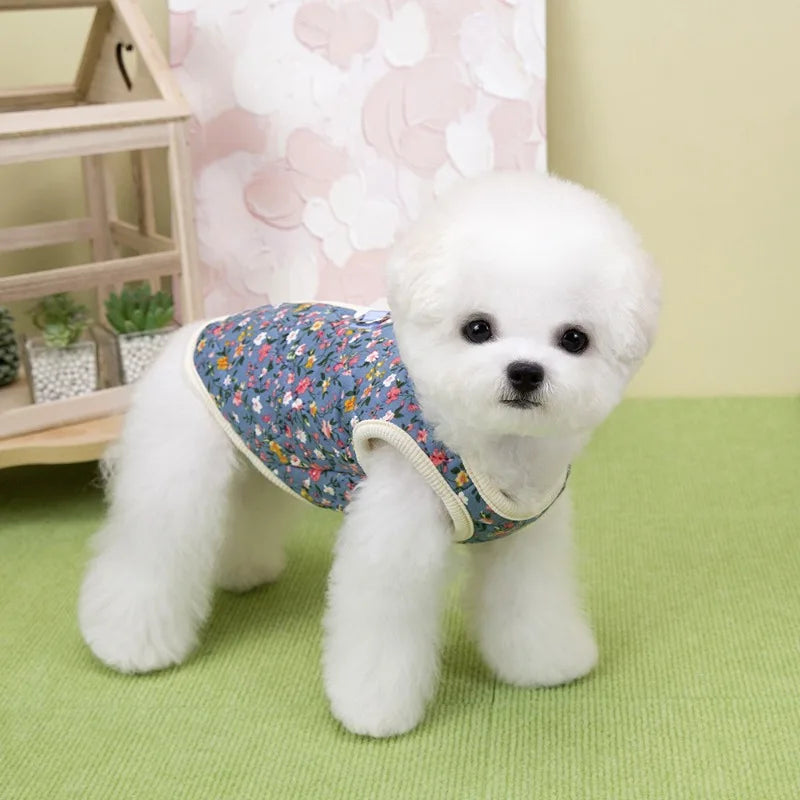 Spring Floral Pet Jacket – Warm Sleeveless Dog Vest