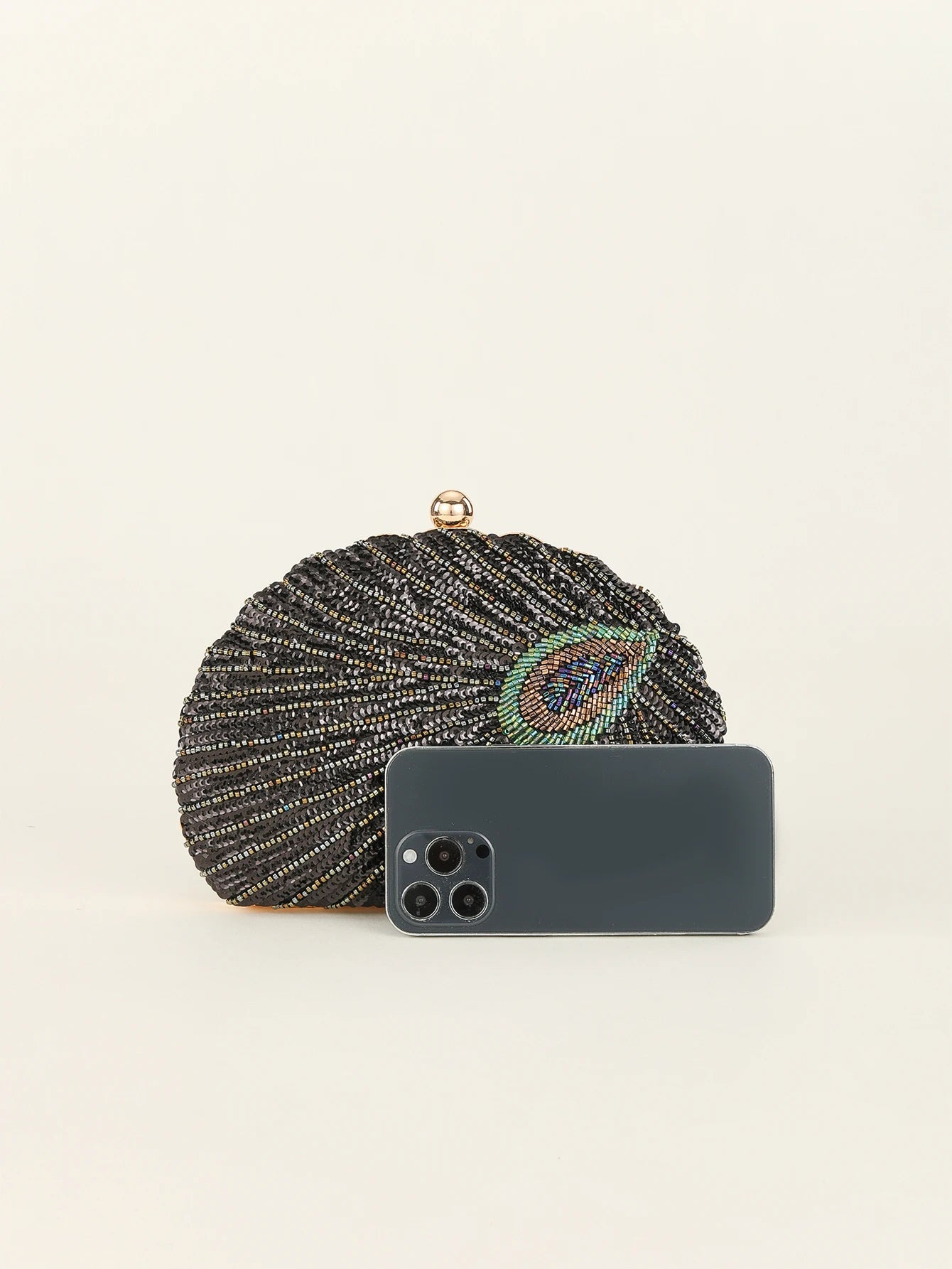 Beaded Peacock Evening Clutch Bag