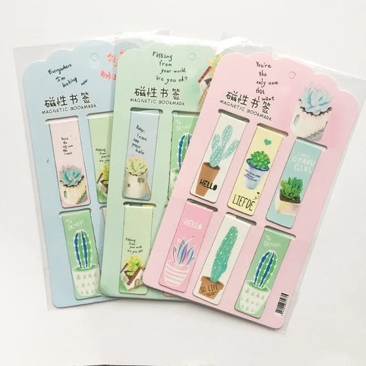 Cactus Magnetic Bookmark Set