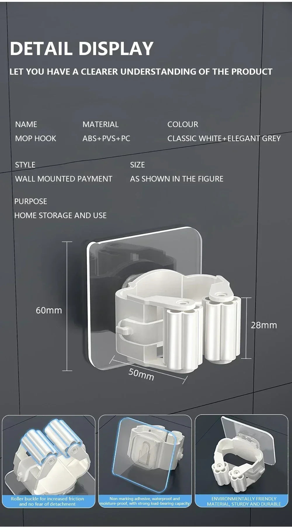 Wall Mounted Mop & Broom Holder Set