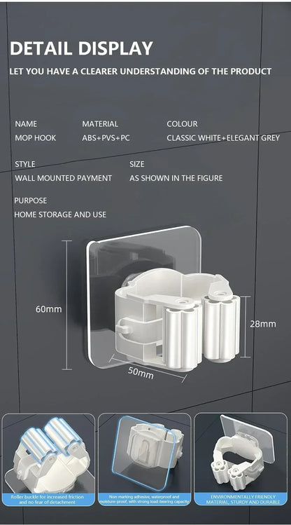 Wall Mounted Mop & Broom Holder Set