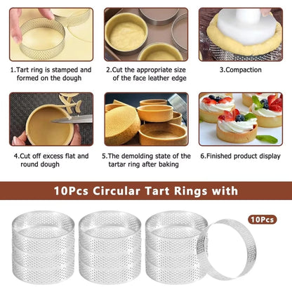 Stainless Steel Perforated Tart Ring Set