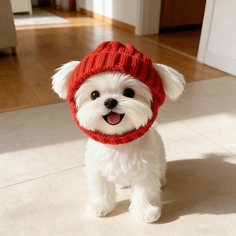 Winter Knitted Dog Hat for Small Dogs