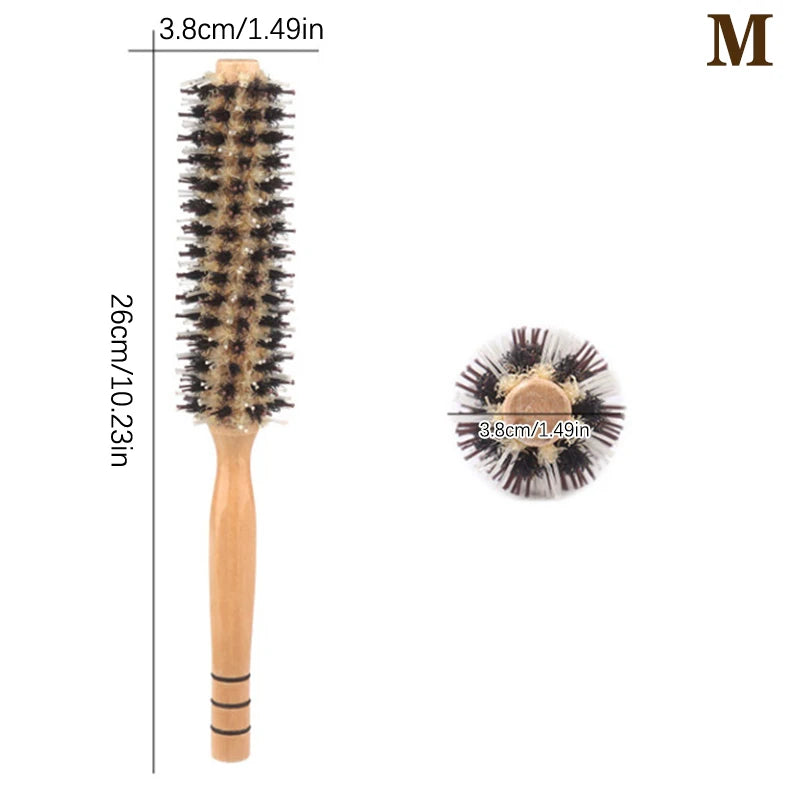 Natural Boar Bristle Wooden Round Hair Brush