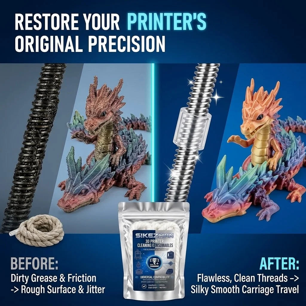 2-Piece 3D Printer Z-Axis Lead Screw Cleaning Rope Set