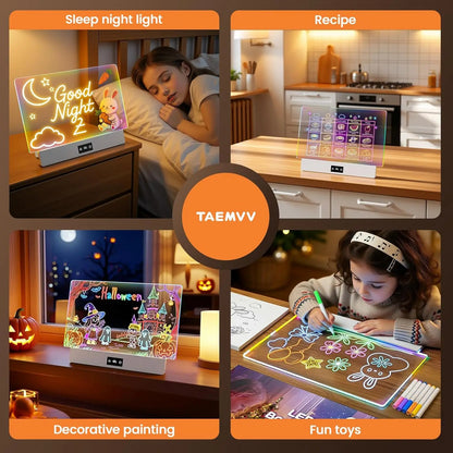 Kids LED Writing Board – Adjustable Brightness Glow Drawing Pad with Neon Pens