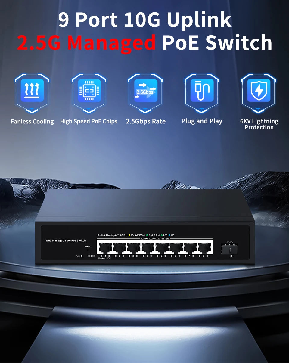 2.5GbE Web Managed PoE Switch with VLAN, QoS & LACP