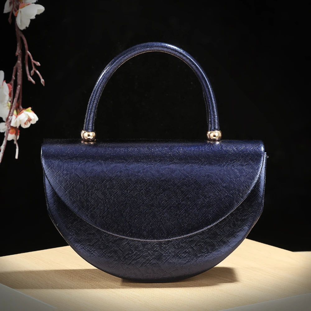 Half Moon Handbag – Shiny Evening Chain Shoulder Bag