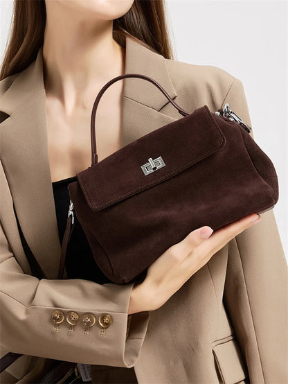 Women’s Suede Leather Flap Shoulder & Crossbody Bag