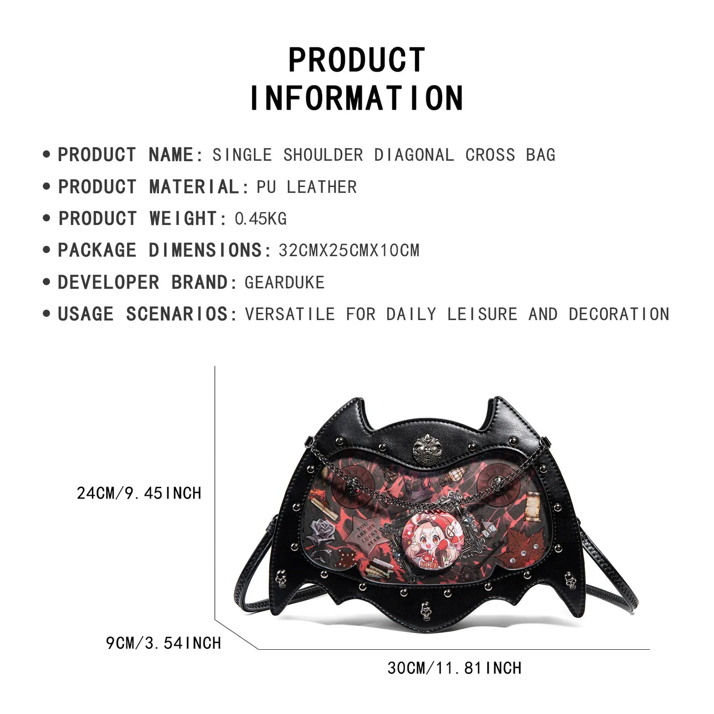 Gothic Y2K Ita Crossbody Shoulder Bag