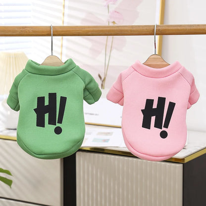Cartoon Letter Dog Sweater – Warm Pet Shirt for Autumn & Winter