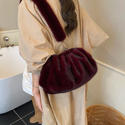 Women’s Faux Fur Cloud Shoulder Bag