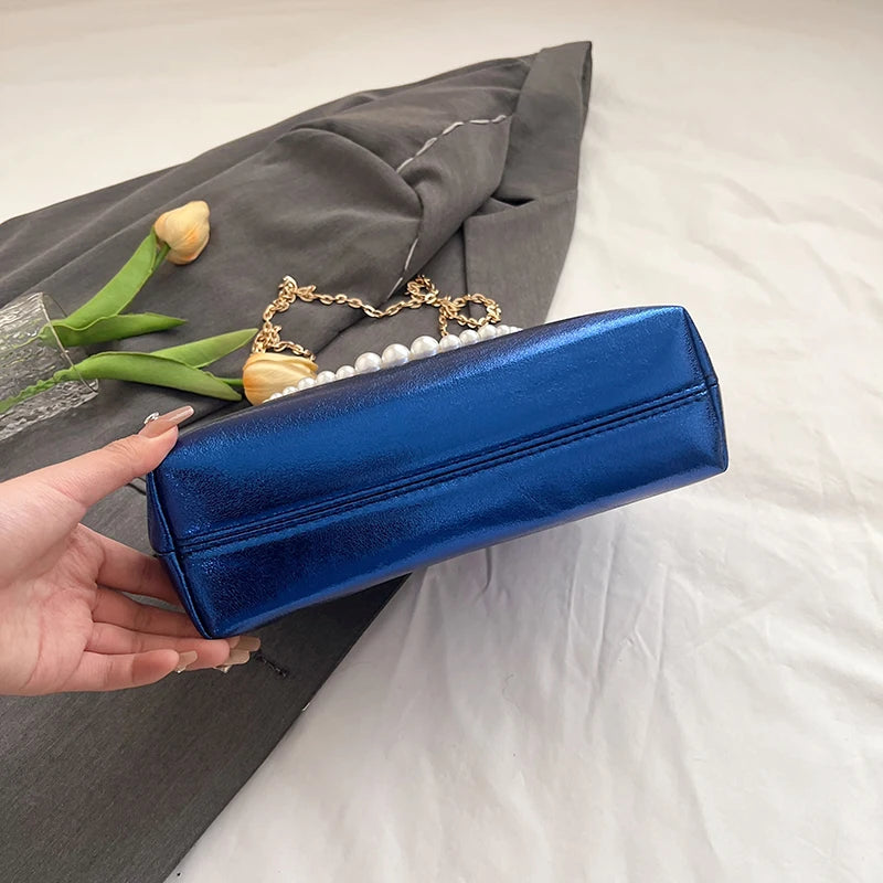 Luxury Pearl Chain Minaudière Shoulder Bag