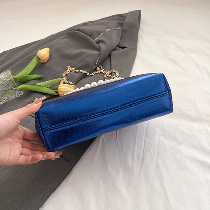 Luxury Pearl Chain Minaudière Shoulder Bag