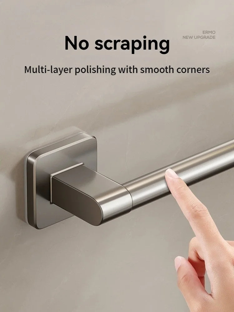 No-Drill Adhesive Bathroom Towel Bar & Rack