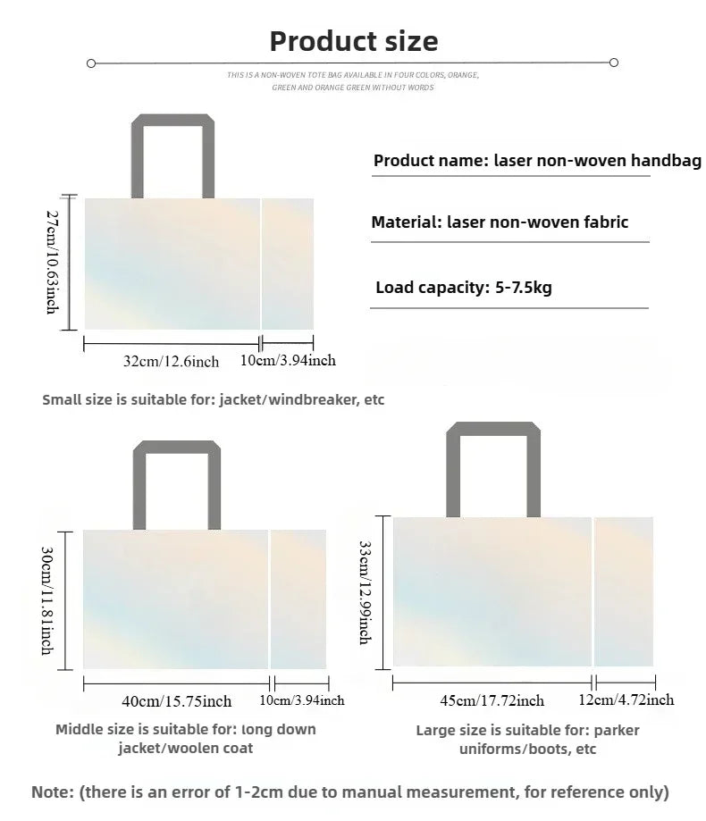 Large Capacity Reusable Holographic Shopper Bag