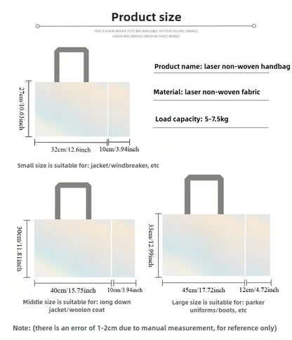 Large Capacity Reusable Holographic Shopper Bag