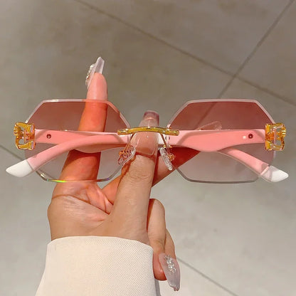 Vintage Rimless Polygon Sunglasses