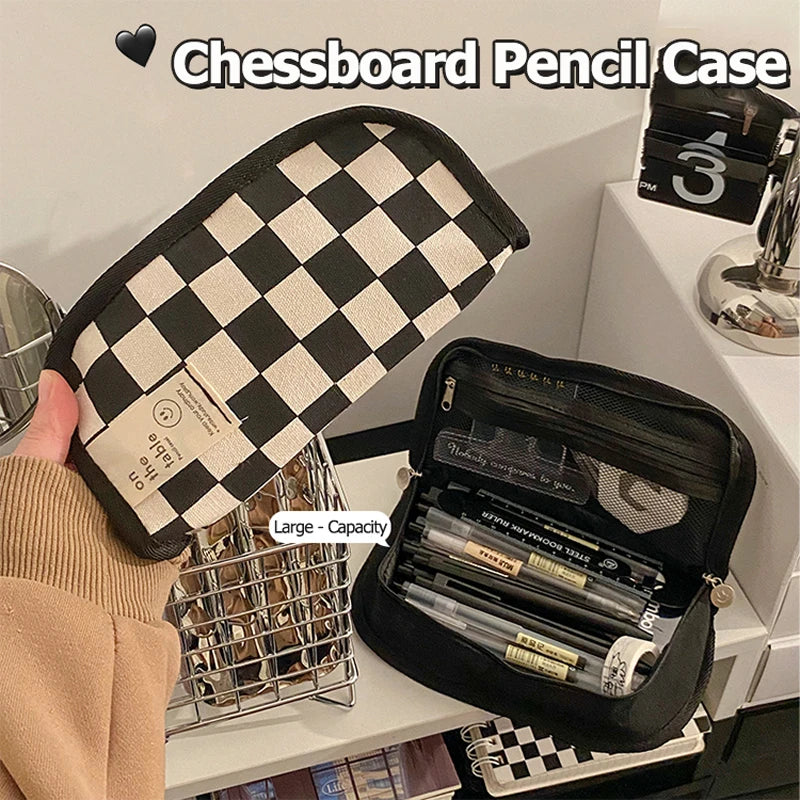 Checkerboard Large Pencil Case