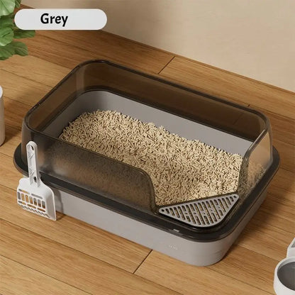 Semi-Enclosed Cat Litter Box with Scoop