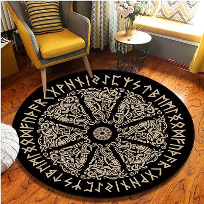 Viking Pattern Circular Non-Slip Foor Mat