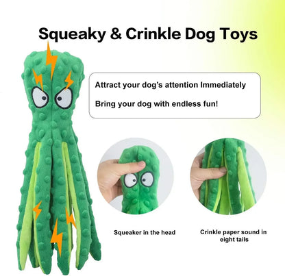 Stuffing-Free Octopus Squeaky Dog Toy