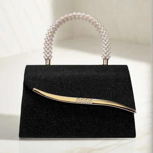 Metal Pearl Glitter Evening Clutch Bag