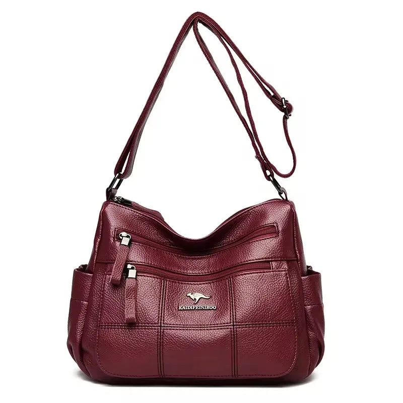 Casual Floral Embossed Leather Crossbody Shoulder Bag