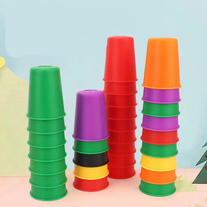 Montessori Mini Stack Cup Game With Card