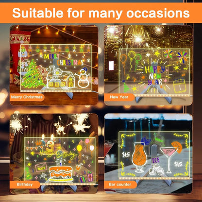 LED Acrylic Erasable Message Board with USB Light