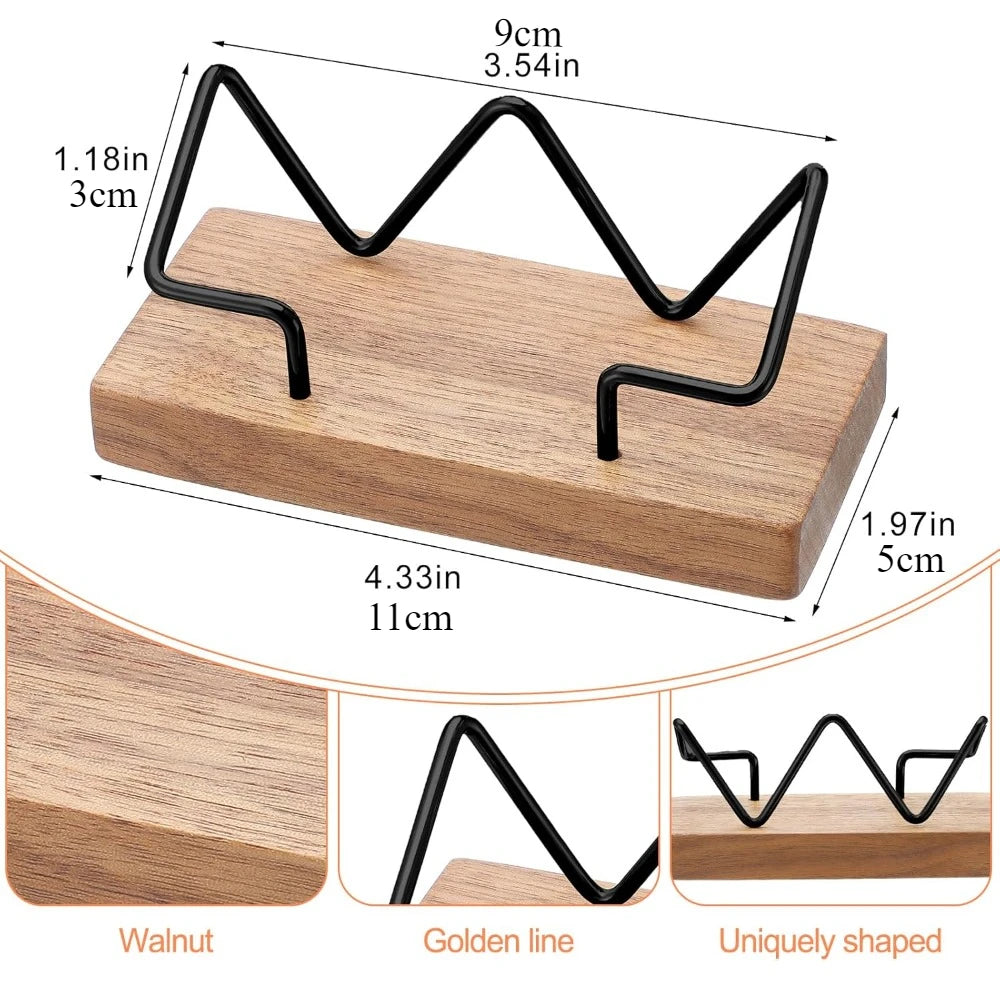 Premium Wooden Business Card Holder with Metal Frame