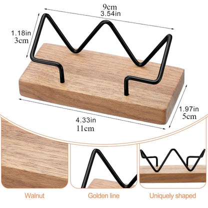 Premium Wooden Business Card Holder with Metal Frame