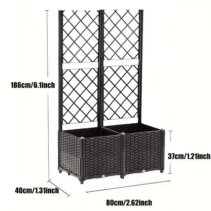 Raised Garden Planter Box with Climbing Trellis