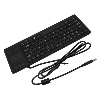 Compact Water-Resistant Wired Keyboard with Integrated Touchpad
