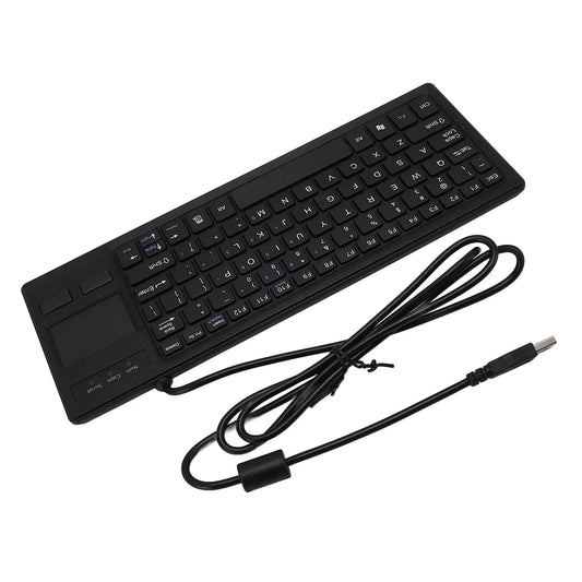 Compact Water-Resistant Wired Keyboard with Integrated Touchpad