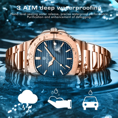 Men's Stainless Steel Quartz Watch with Date & Luminous Display